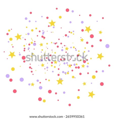 Multicolored Festive Paper Confetti explosion decoration. Carnival, party, birthday holiday texture for poster, card, banner. Vector illustration