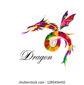 Multicolored fire-breathing dragon