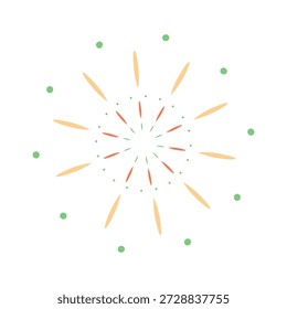 Mehrfarbiges Feuerwerk mit Kreisen auf weißem Hintergrund. Handgezeichnete Vektorgrafik für Ihre Projekte.

