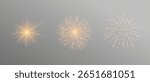 Multicolored Fireworks on Transparent Background. Festive Holiday Fireworks, Night Sky Celebration, Vector Illustration