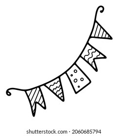  mehrfarbige Flaggen für eine Party oder einen Geburtstag auf einem Seil