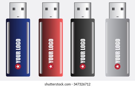 Multi-colored flash drive mock-up with place for your logo