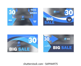 Multicolored Flat Banners Set. Horizontal Frames Web Layout Ad, Cover Illustration. Image Add Business Advertisement Collection with Vector Creative Geometric Elements Website Banner Design