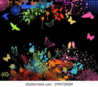 Fondo de abstracción floral multicolor con manchas. Ilustración del vector