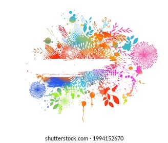 Multicolored floral abstraction with blots. Vector illustration