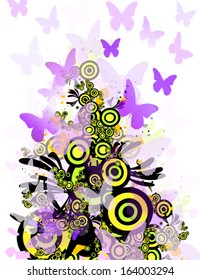 multicolored floral abstraction with butterflies. Vector