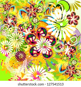 Multicolored floral background. vector