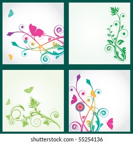 Multicolored floral backgrounds set