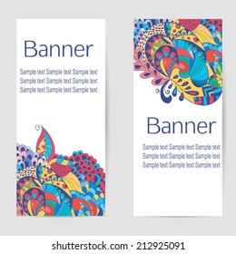 multicolored floral banner. Vector