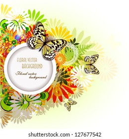 Multicolored floral frame. vector