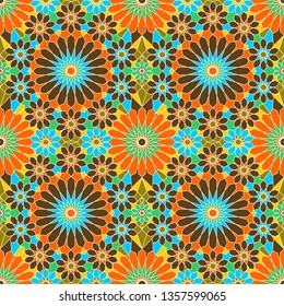 Multi-colored floral Islamic seamless pattern