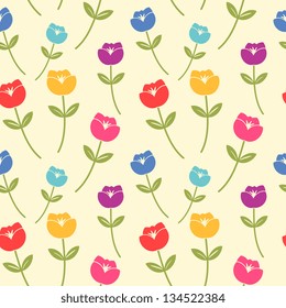 Multicolored floral pattern on light background