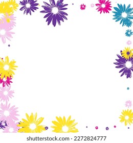 Multi-colored Flower Background White Vector. Gerbera Imaginative Backdrop. Colorful Flowers Slightly. Sophistication Tile. Decor Pink Garden.