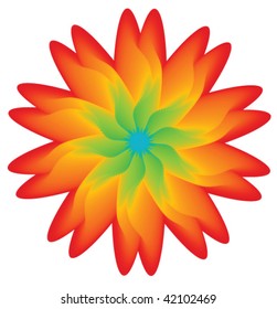 Multicolored flower, element for design isolated on white, vector illustration