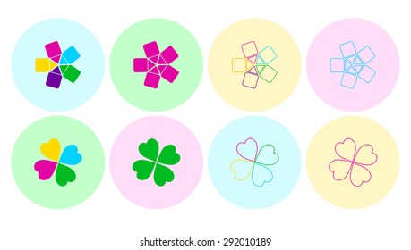 Multicolored flower icons set