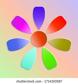 Flor multicolor hecha de papel. Ilustración vectorial.
