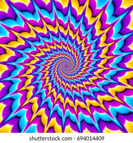 Multicolored flower with spirals. Optical expansion illusion.