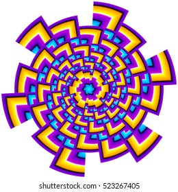 Multicolored flower in techno style (spin illusion)