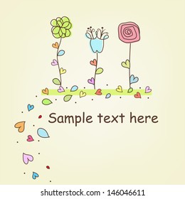 Multi-colored flowers hand-drawn