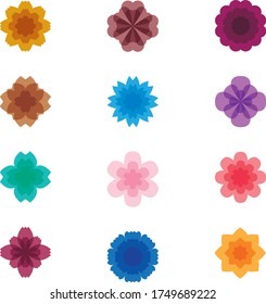 Juego de vectores de iconos de flores multicolores