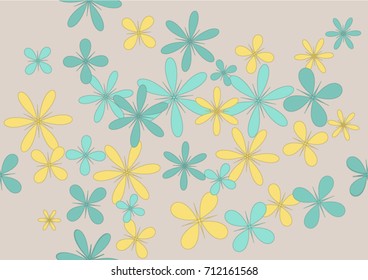 Multicolored flowers on a beige background
