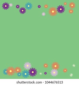 Multicolored flowers on a green background