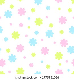 multicolored flowers on white background. seamless vector pattern, eps 8
