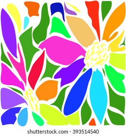 multi-colored flowers. stained-glass window