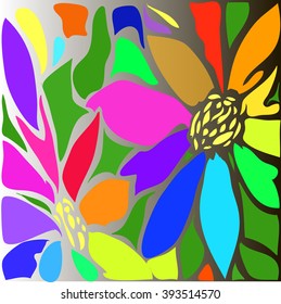 multi-colored flowers. stained-glass window