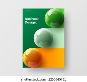 Multicolored flyer A4 design vector concept. Colorful realistic spheres poster illustration.