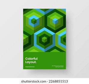 Multicolored flyer design vector template. Vivid mosaic pattern leaflet layout.