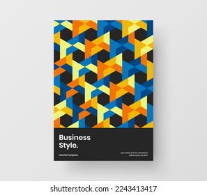 Multicolored flyer vector design template. Premium geometric shapes corporate identity layout.