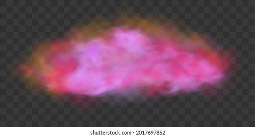 Multicolored fog, smoke or gas. Clouds. Vector illustration isolated on transparent background.