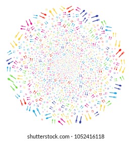 Multicolored Fork And Spoon festive cluster. Vector globula bang organized by randomized fork and spoon items. Multi Colored Vector abstraction.
