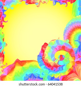 Multicolored frame on a yellow background