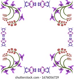 Multicolored frame ornament from vegetation of berries and flowers for design