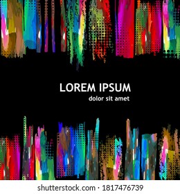 Multi-colored frame from spots of paint. Background from blots. Grunge Design Element. Brush Strokes. Vector illustration