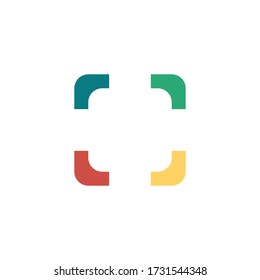Multicolored frame or square logo design in four color, Stock vector illustration isolated on white background.
