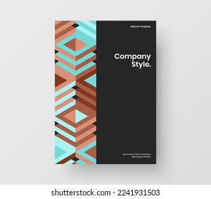 Multicolored front page A4 design vector concept. Abstract mosaic hexagons flyer template.