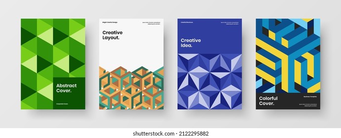 Diseño de vectores de página principal A4 multicolor. Colorida colección de ilustraciones de folletos de mosaicos.