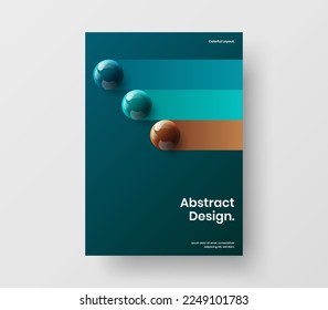 Concepto de diseño vectorial de portada A4 multicolor. Plantilla de folleto de esferas geométricas 3D.