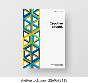 Multicolored front page A4 vector design concept. Abstract geometric shapes magazine cover template.