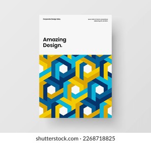 Multicolored front page vector design template. Creative mosaic hexagons corporate identity concept.