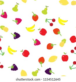 Multicolored fruits in the style of flat in a random