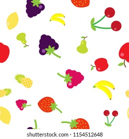 Multicolored fruits in the style of flat in a random