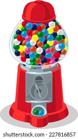 Multicolored Full Gumball Machine Vector Illustration