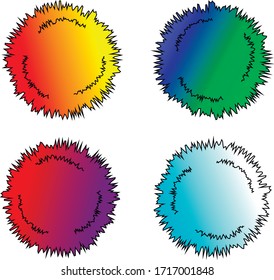 multicolored fuzzy circles, POM-poms for cheerleading