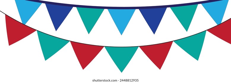 Multicolored garland flags icon. Element party decoration symbol. Flag vector.