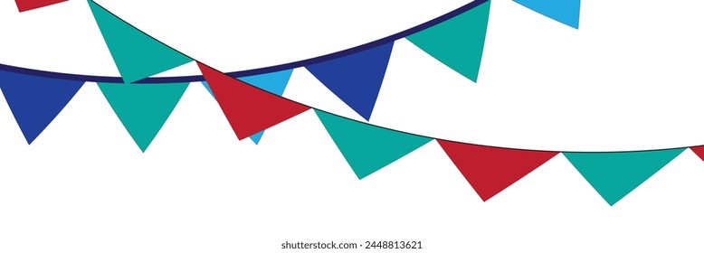  Multicolored garland flags icon. Element party decoration symbol. Flag vector.