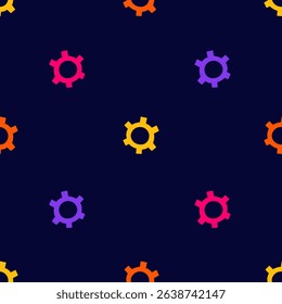 Multicolored Gear Seamless Pattern. Colorful Technology Background. Simple minimal design. Repeat vector illustration